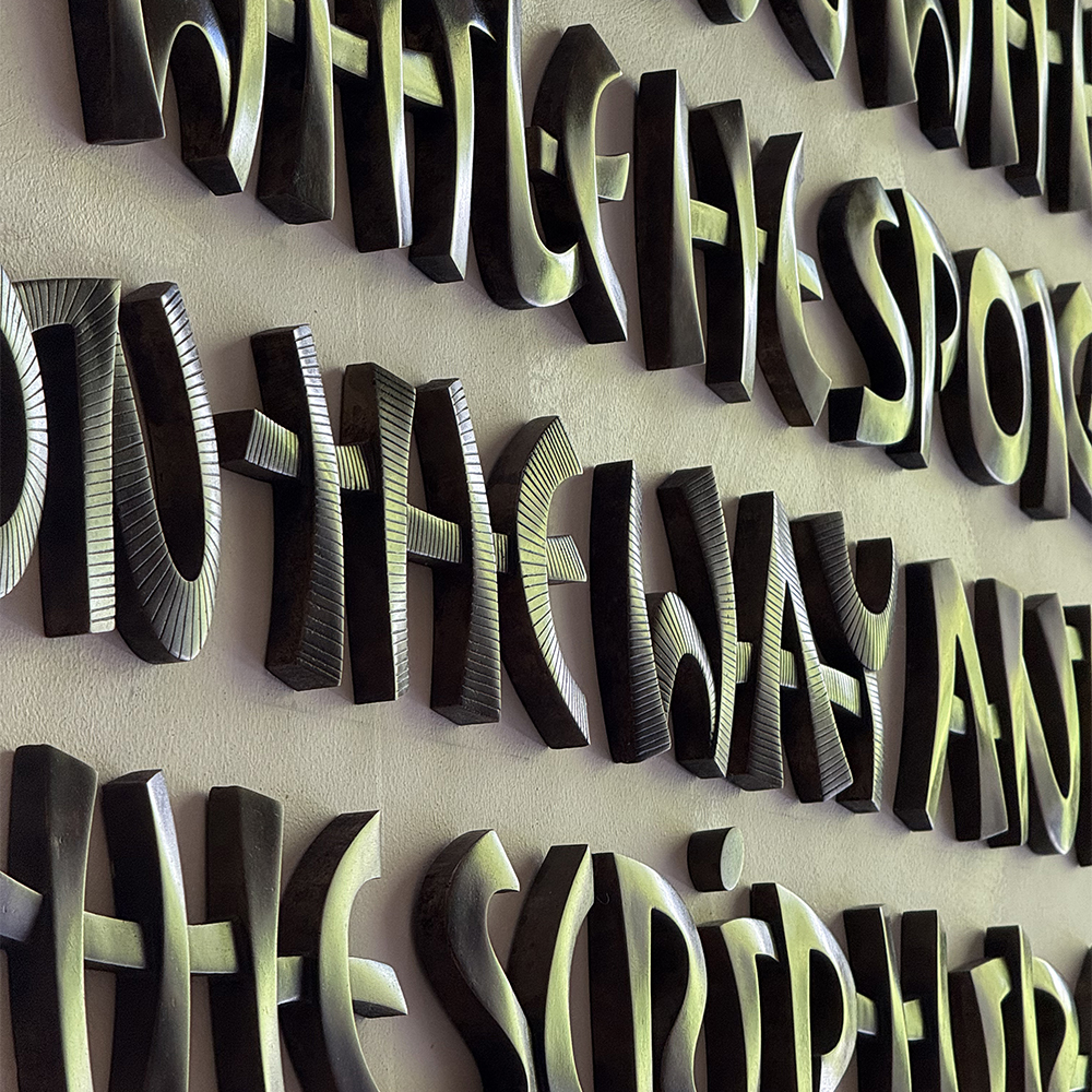Robbie Schneider - text in bronze - sculptural - Seattle - home